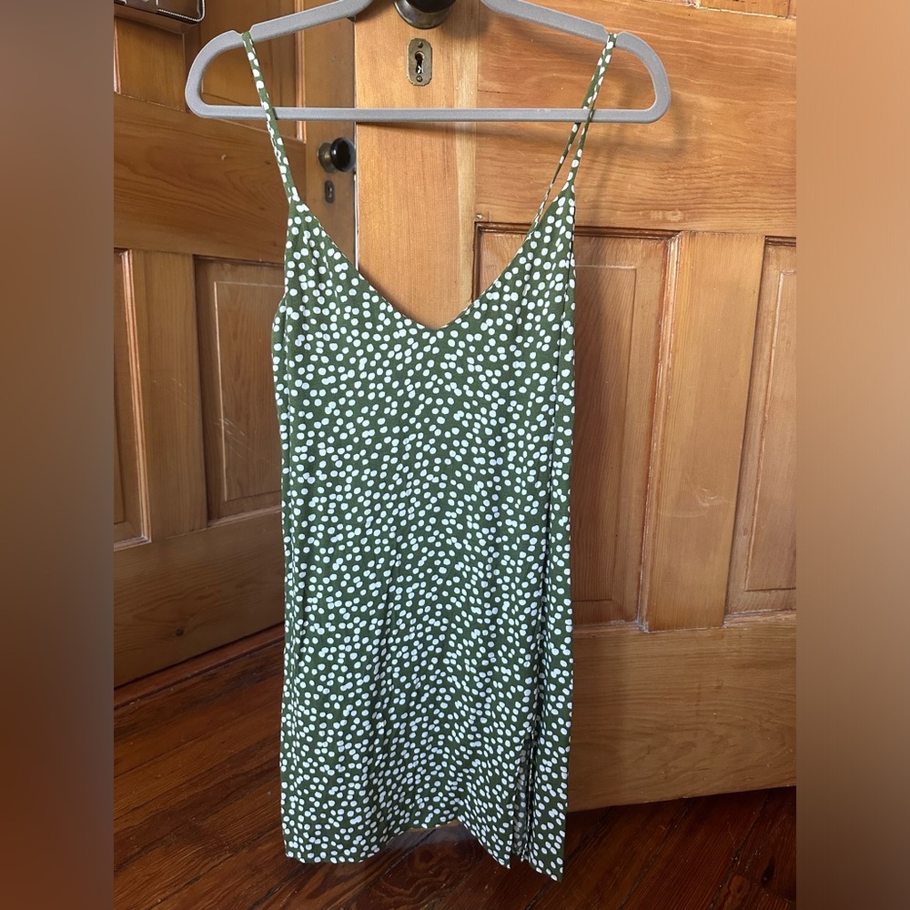 Reformation mini slip dress with slit